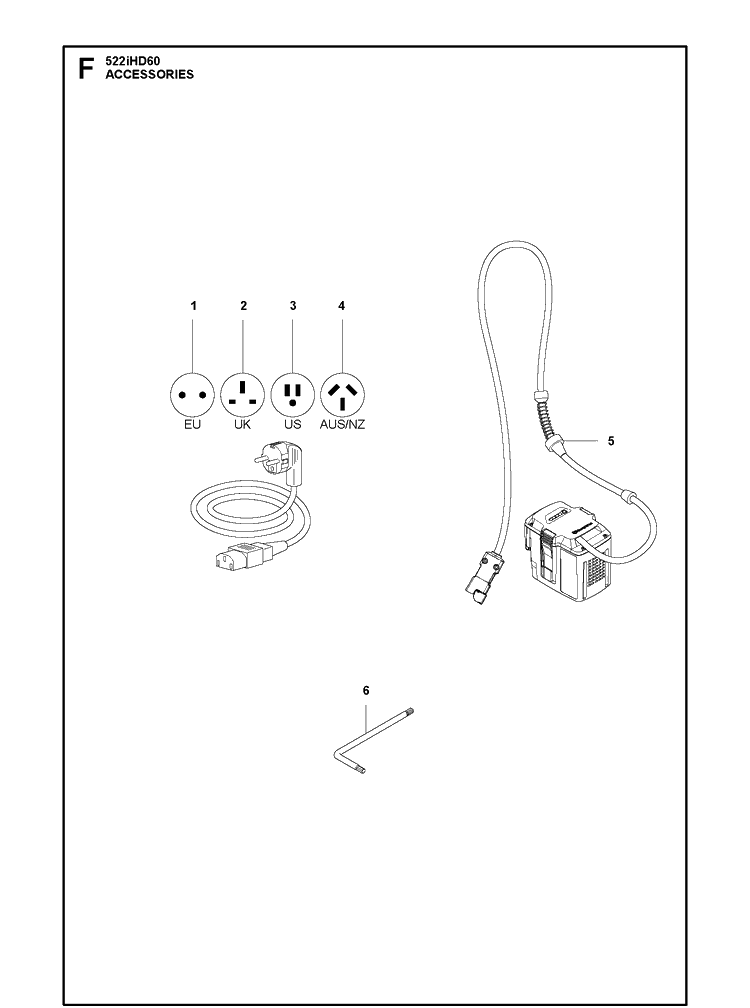 Accessories Diagram and Parts List for 522IHD60  Husqvarna Hedge Trimmer