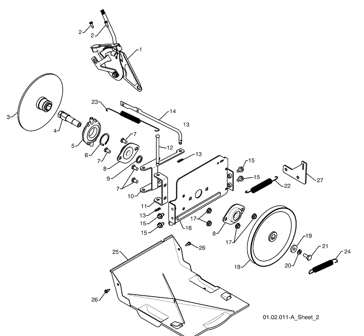 Drive 3 Diagram and Parts List for 1827SB (961930047)(2009-07) Husqvarna Snow Blower