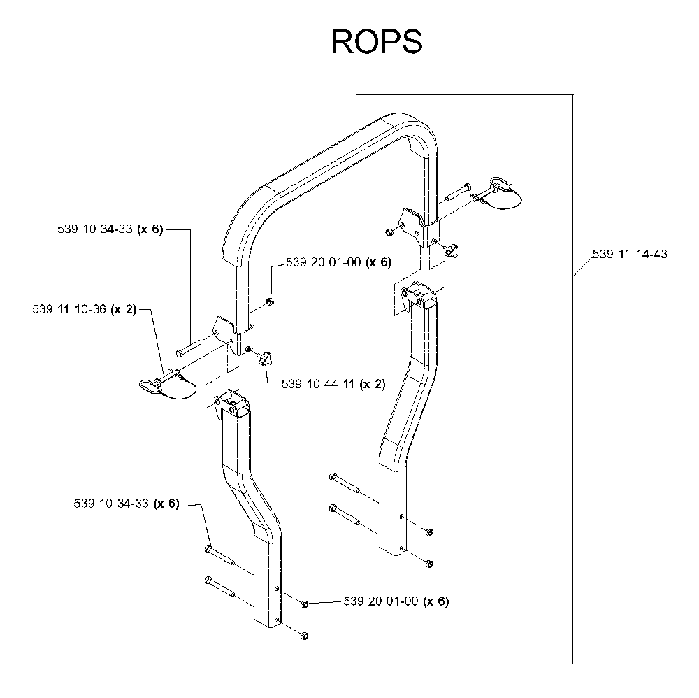 Protection Frame Diagram and Parts List for IZ5224TLKOA (968999332)(2005-12) Husqvarna Lawn Tractor