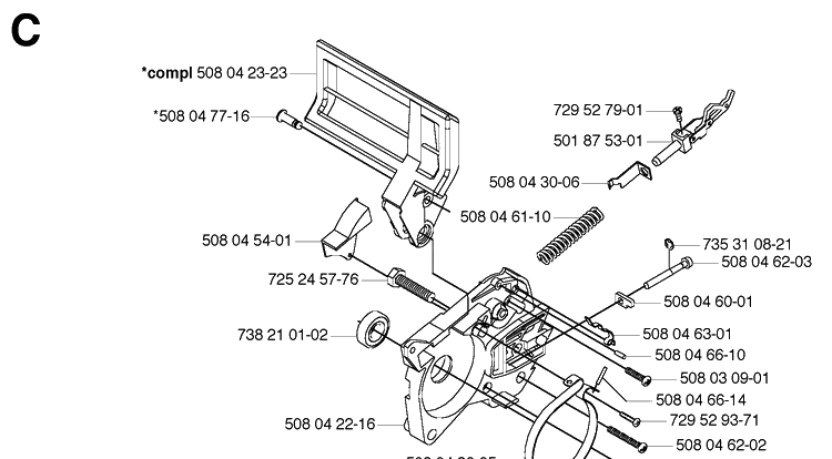 Chain Brake Diagram and Parts List for 316 20033100001-Current Husqvarna Chainsaw