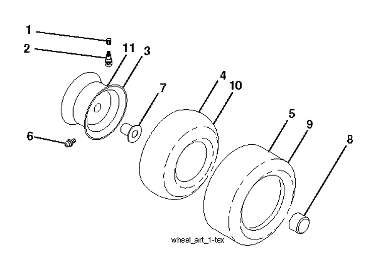 Wheels And Tires Diagram and Parts List for YTH24V48LS (96043011603)(2011-08) Husqvarna Lawn Tractor