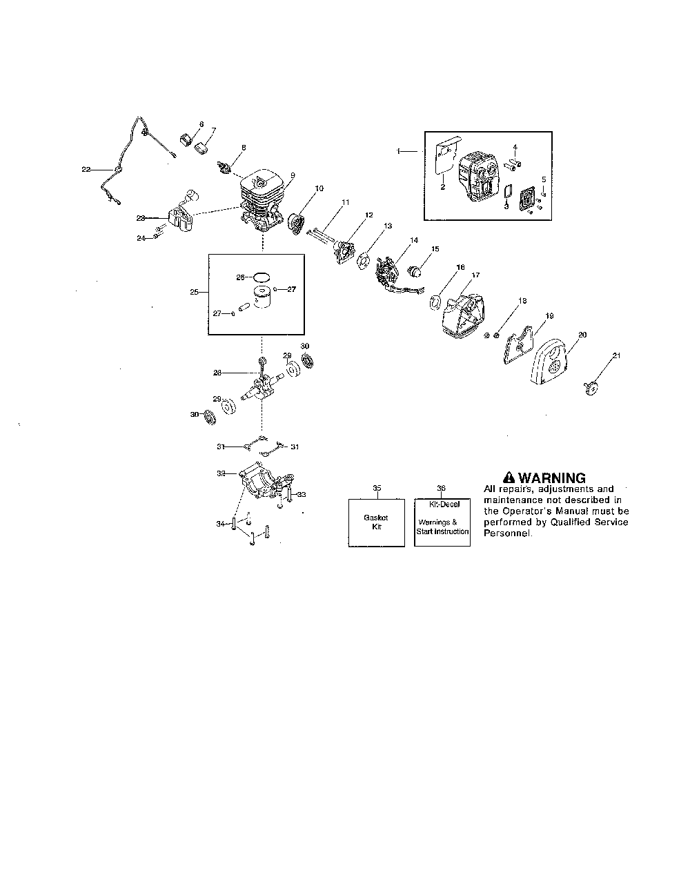 Muffler/cylinder/crankshaft Diagram and Parts List for HVA125B-LOWES  Husqvarna Leaf Blower / Vacuum