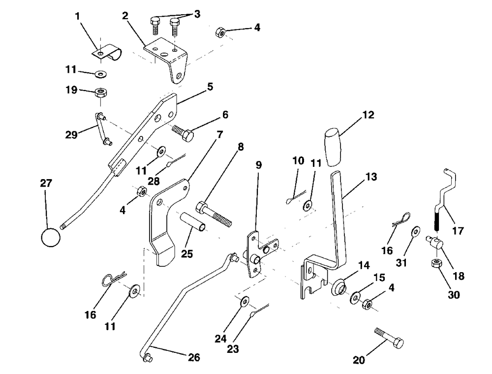 Mower Lift Lever Diagram and Parts List for LR121 (954140001-A)(1997-12) Husqvarna Lawn Tractor