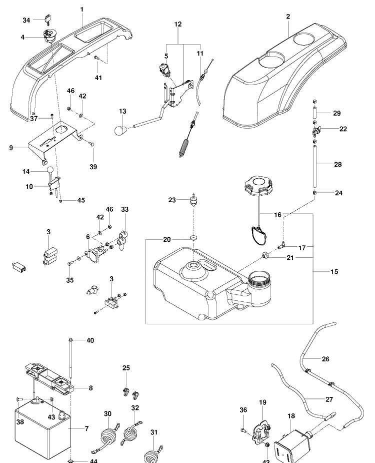 Ignition System Diagram and Parts List for RZ3016CA (966612302)(2013-12) Husqvarna Lawn Mower