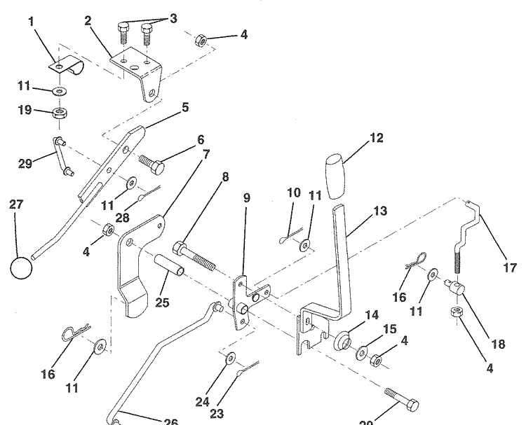 Mower Lift Lever Diagram and Parts List for LR120 (HU1236B)(954000412)(1992-10) Husqvarna Lawn Mower