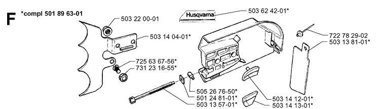 Chain Brake Diagram and Parts List for 3120 19960100001-19980900000 Husqvarna Chainsaw