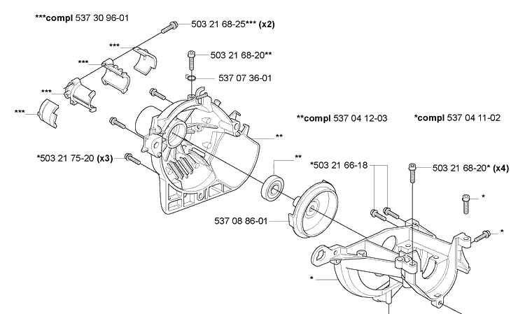 Crankcase Diagram and Parts List for HA110 2005-09 Husqvarna Hedge Trimmer