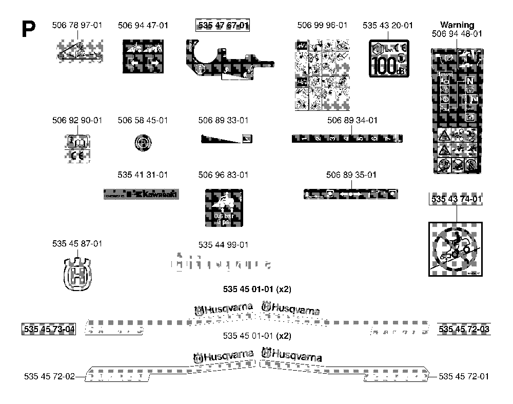Decals Diagram and Parts List for RIDERPRO18 (953521901)(2004-01) Husqvarna Lawn Tractor