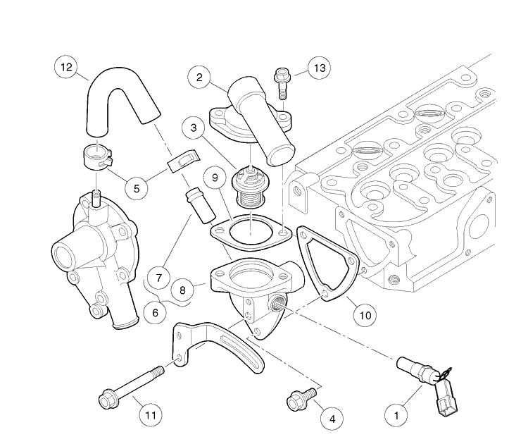 Water Flange And Thermostat Diagram and Parts List for HUV4421GXP 2009 Husqvarna Lawn Tractor