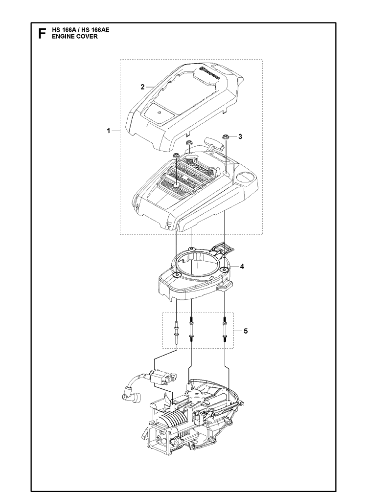 Engine Cover Diagram and Parts List for HS166AE (531451001)(599912501) Husqvarna Engine