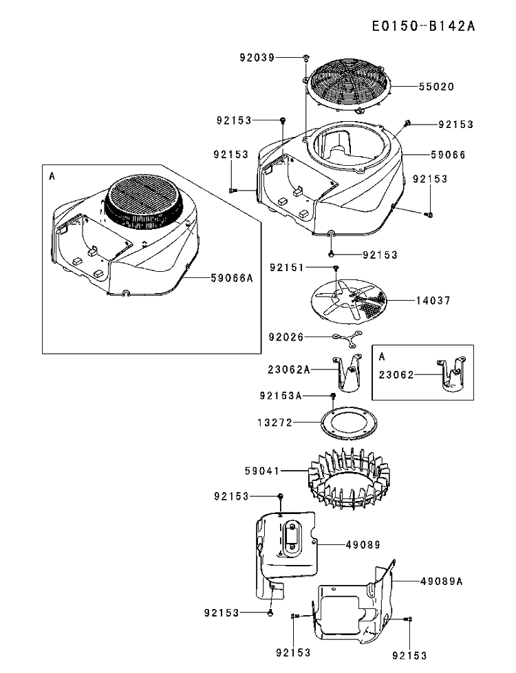 Cooling System Diagram and Parts List for FR730V-BS13 2017-09 Husqvarna Engine