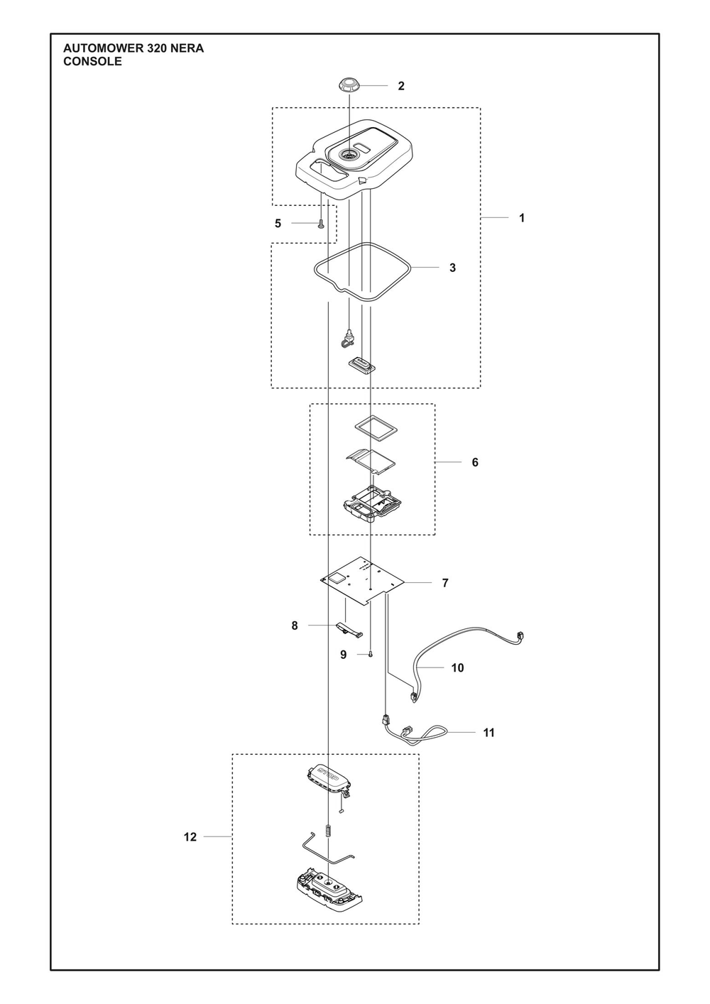 Console Diagram and Parts List for 320NERA  Husqvarna Lawn Mower