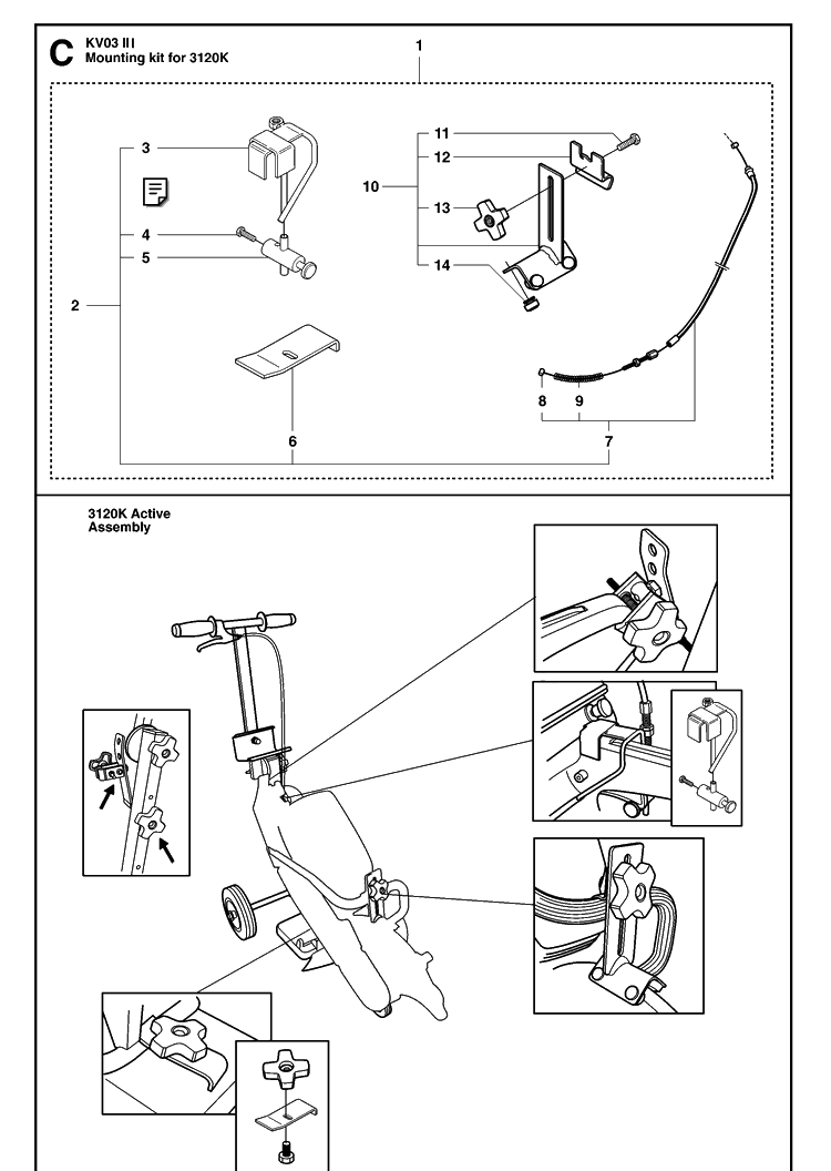 Installation Accessories 2 Diagram and Parts List for KV03 2007-07 Husqvarna Lawn Tractor Accessories