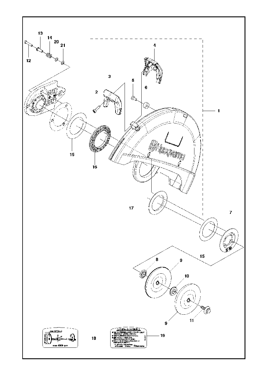 Guards Diagram and Parts List for K970III 2016-07 Husqvarna Circular Saw