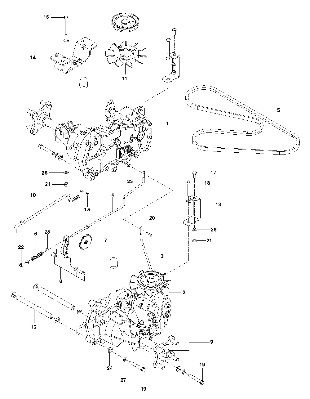 Hydraulic Pump - Motor Diagram and Parts List for RZ46IBF 967277604-00, 2014-03 Husqvarna Lawn Tractor