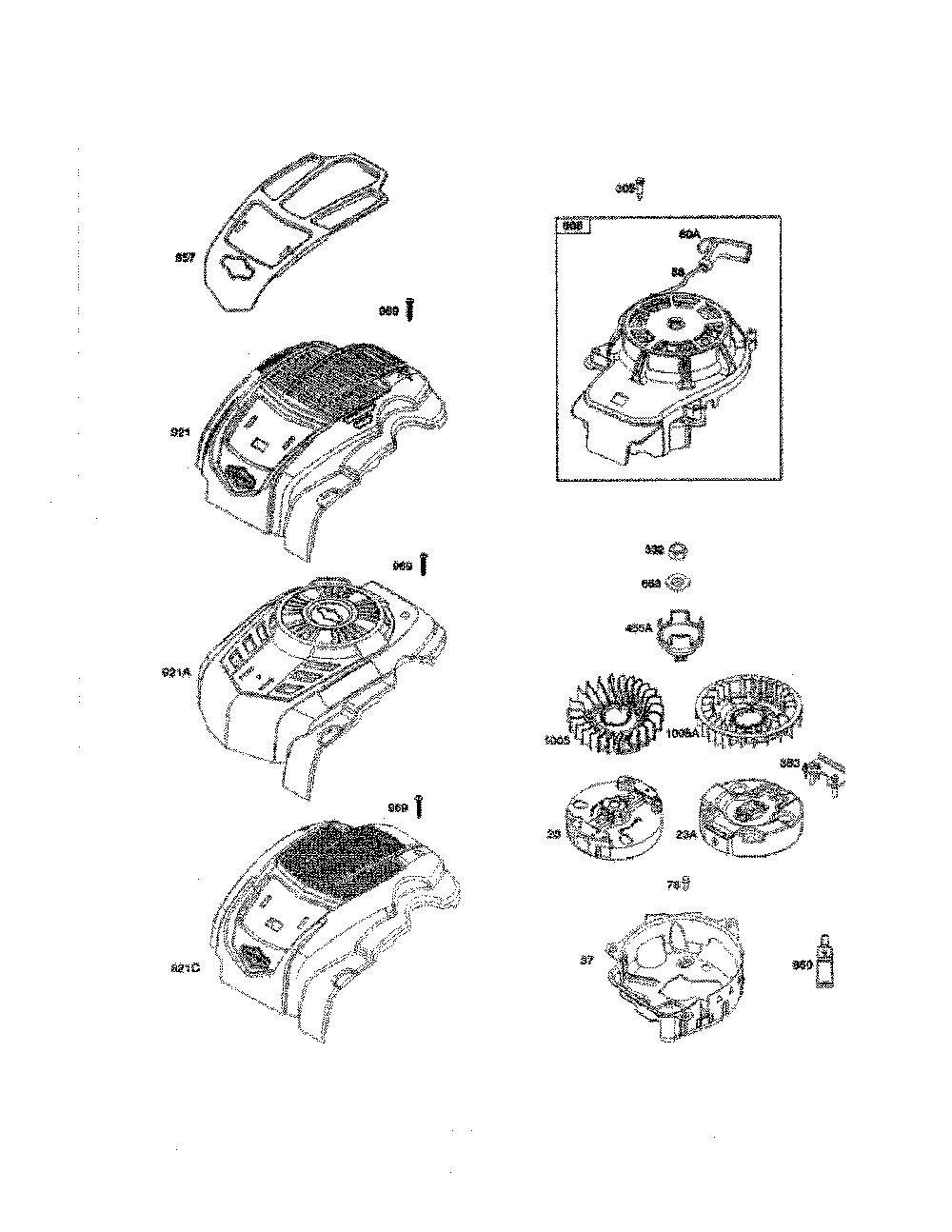 Flywheel/starter-rewind/blower housing Diagram and Parts List for HU725AWDH-96145001901  Husqvarna Lawn Mower