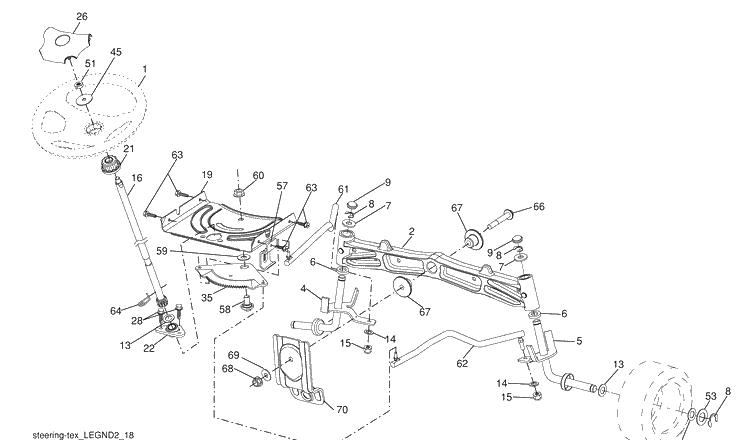 Steering Assembly Diagram and Parts List for LGT2554 (96043006100)(2009-04) Husqvarna Lawn Mower