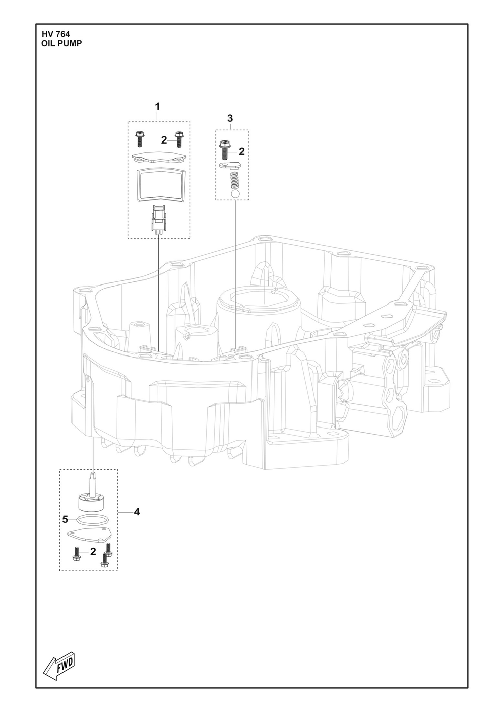 Oil Pump Diagram and Parts List for HV764  Husqvarna Engine