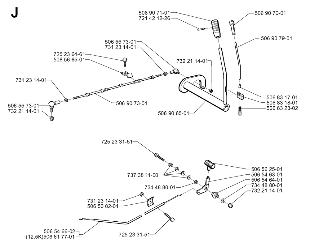 Controls 2 Diagram and Parts List for R970 1997-03 Husqvarna Lawn Tractor