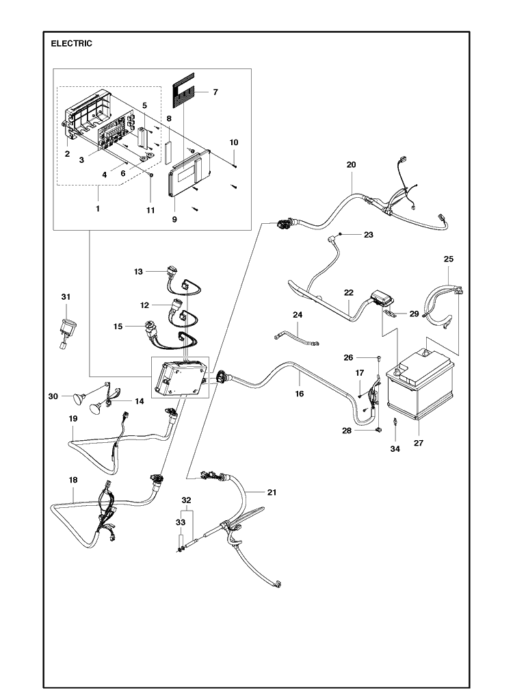 Electrical Diagram and Parts List for P525D (967847801)(2018) Husqvarna Lawn Mower