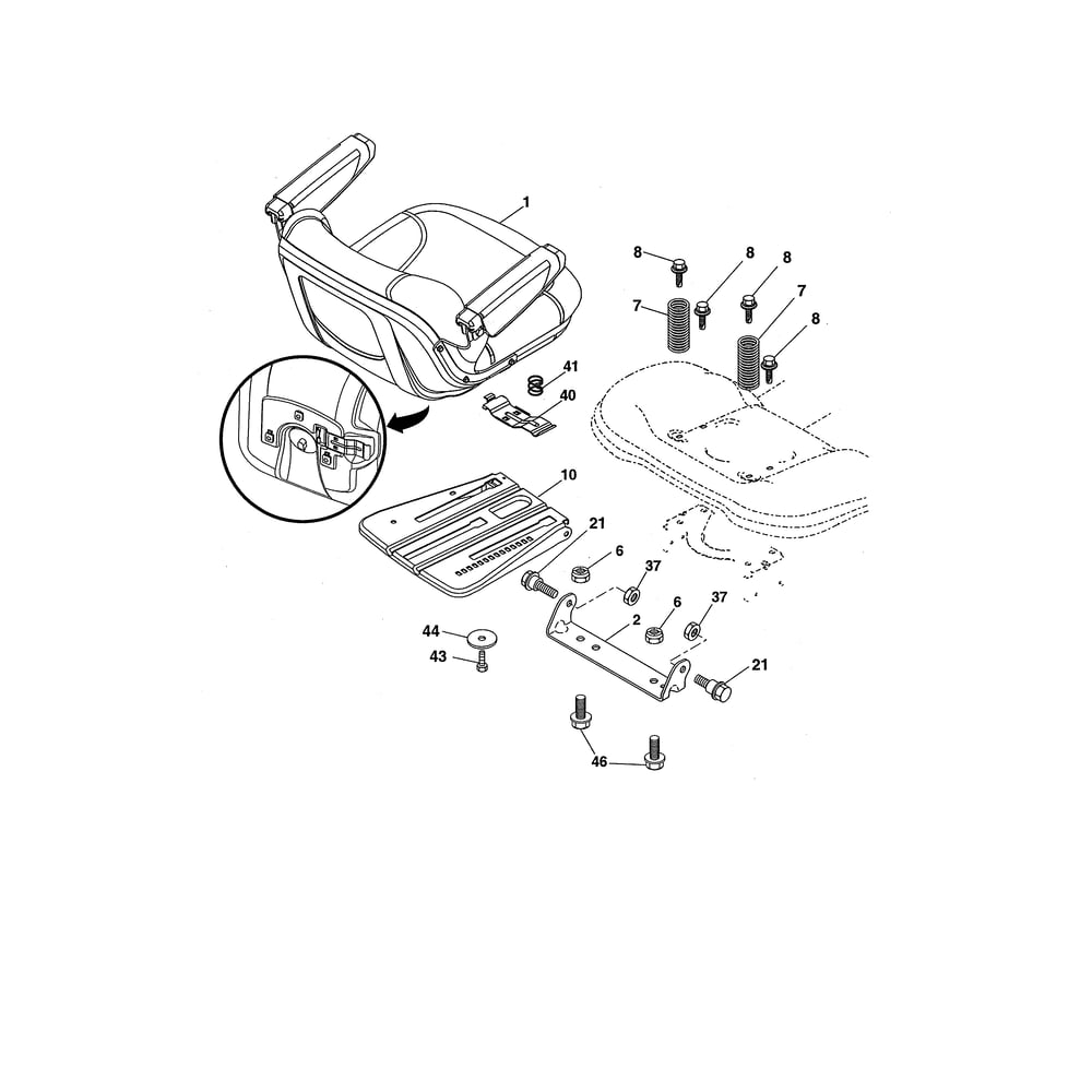 Seat Diagram and Parts List for GTH52XLS-96045005700  Husqvarna Lawn Tractor