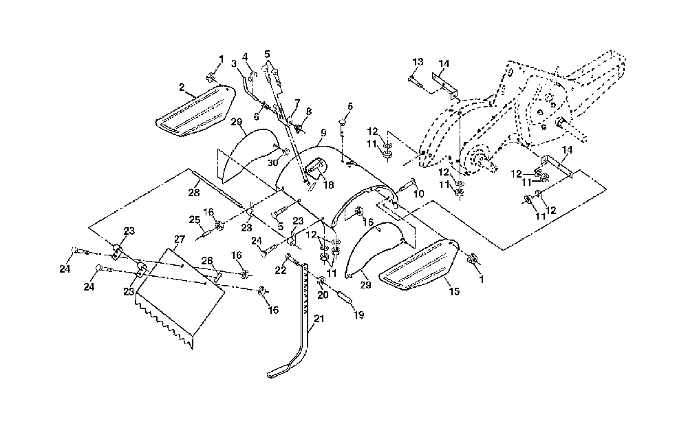 Tine Shield Diagram and Parts List for CRTH550 (954140064B)(1999-03) Husqvarna Tiller
