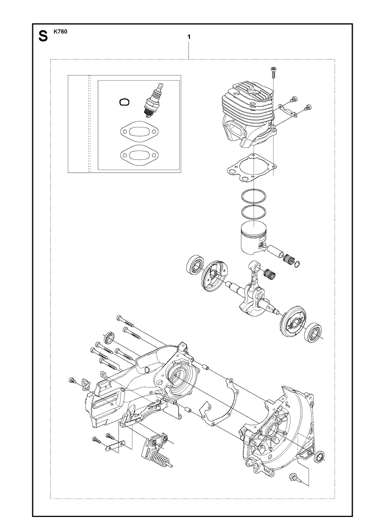 Short Block 2 Diagram and Parts List for K760 2011-08 Husqvarna Lawn Tractor Accessories