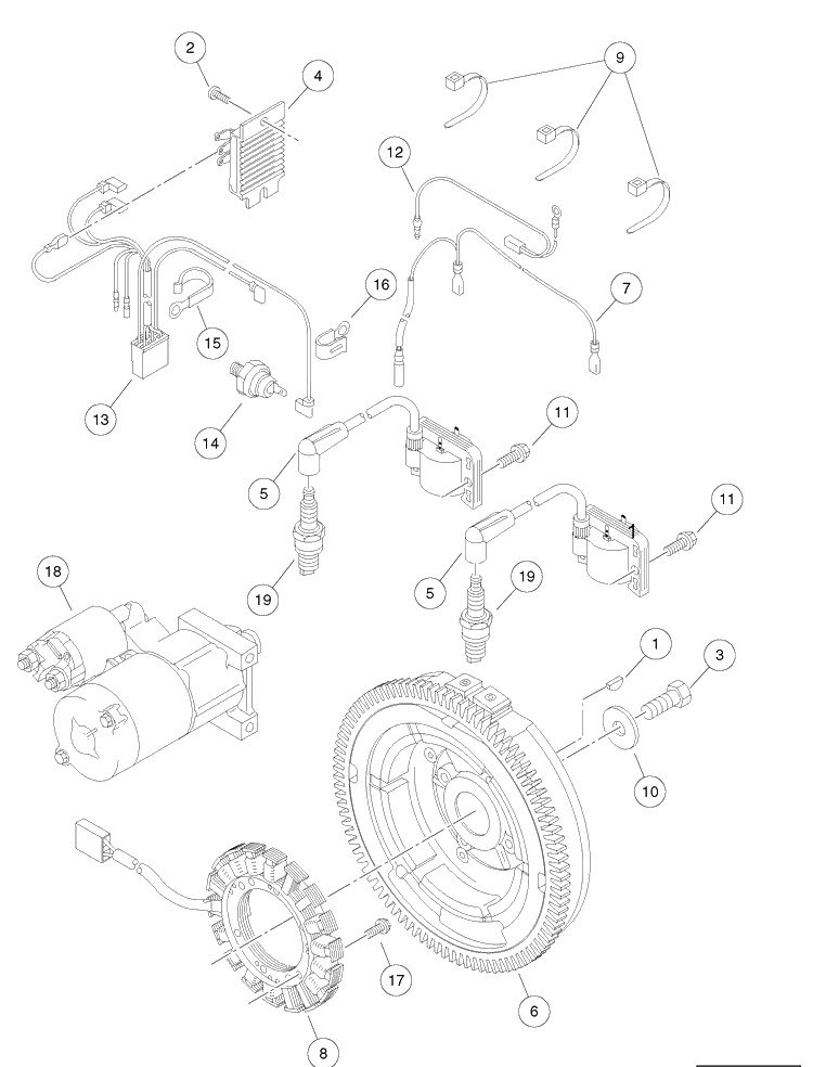 Ignition Components And Flywheel Diagram and Parts List for HUV4421GXP 2009 Husqvarna Lawn Tractor
