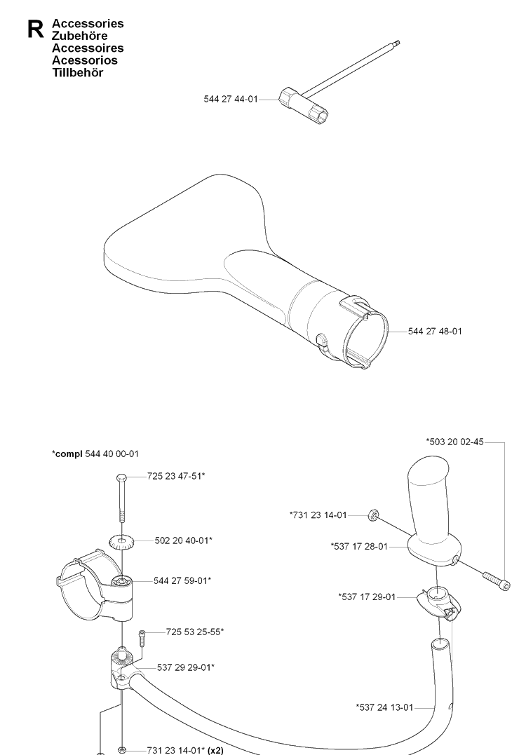 Accessories Diagram and Parts List for 170BT 20061000001-20084000000 Husqvarna Leaf Blower / Vacuum