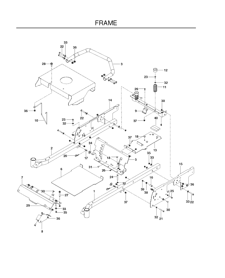 Frame Diagram and Parts List for RZ4219BF (966582201)(2011-02) Husqvarna Lawn Mower