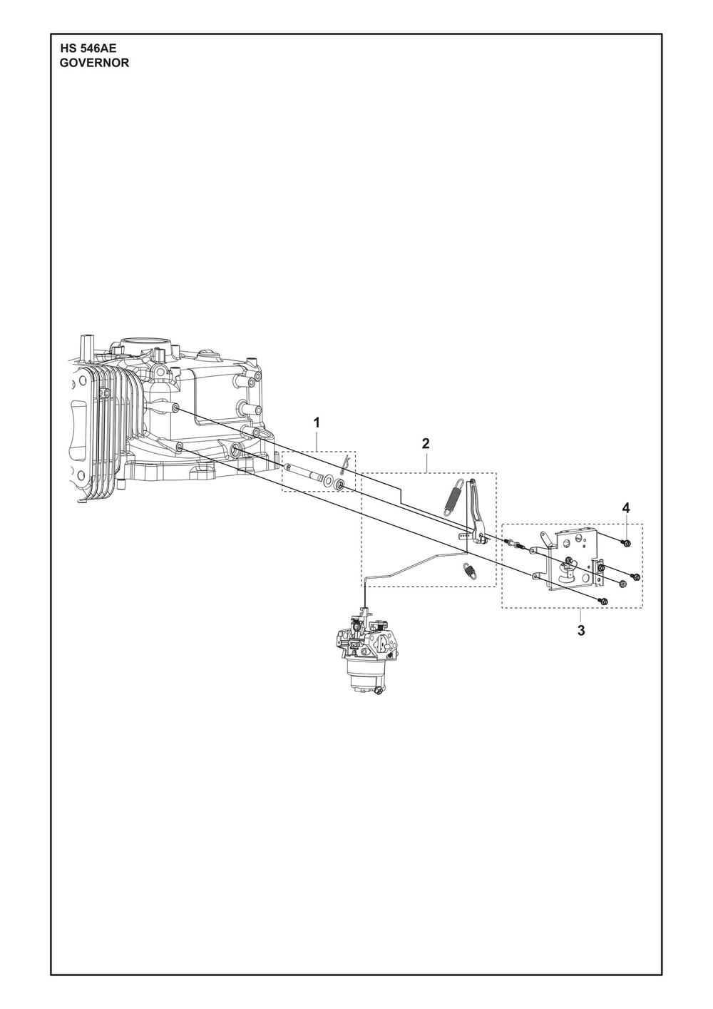Governor Diagram and Parts List for HS546AE  Husqvarna Engine