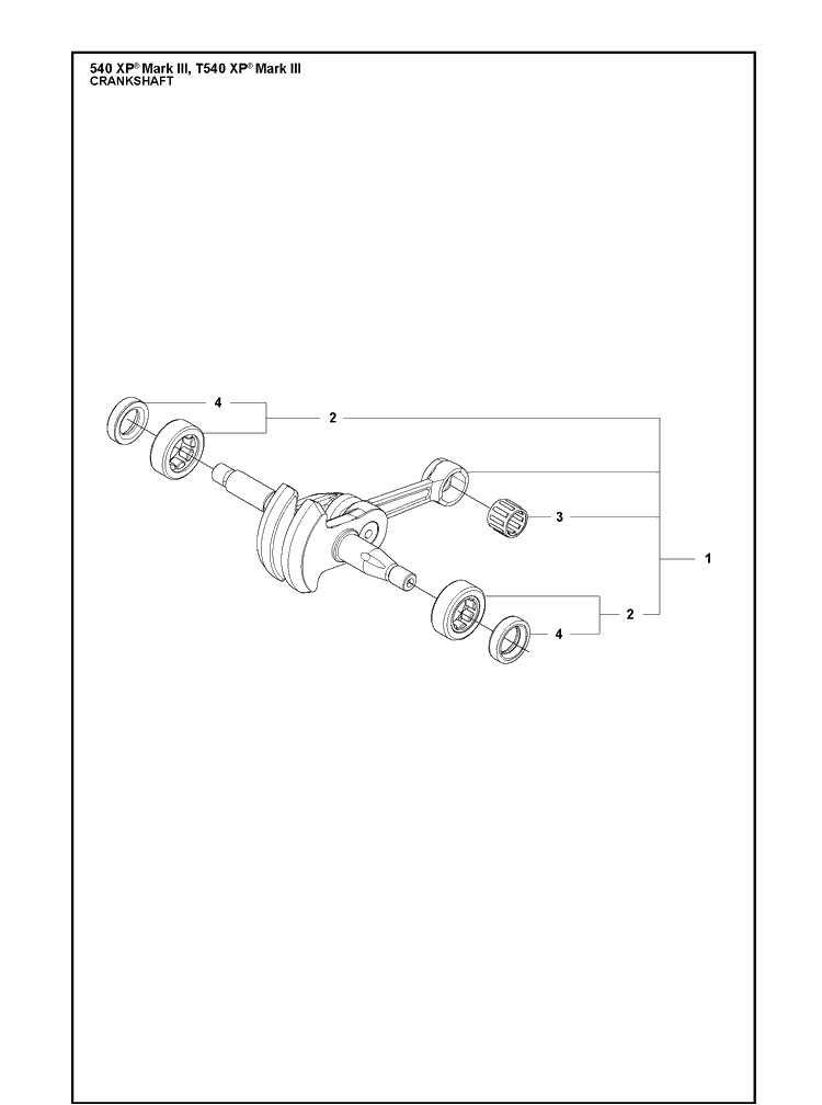Crankshaft Diagram and Parts List for 540XP Mark III Husqvarna Chainsaw