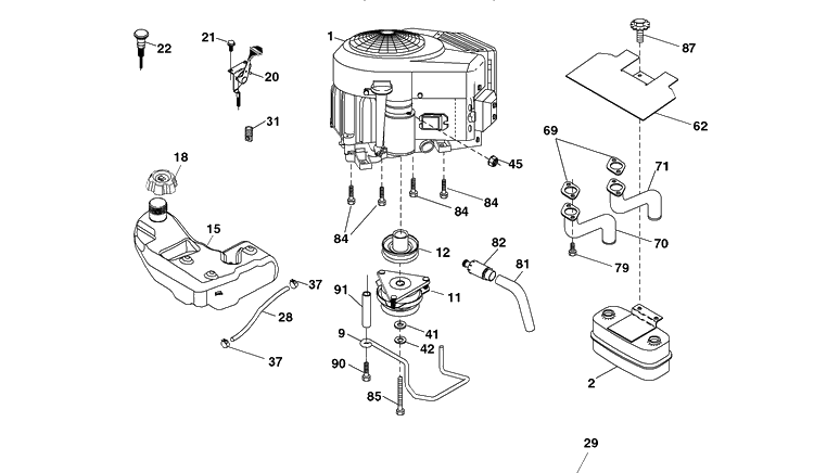 Engine Diagram and Parts List for 2748GLS (96043005000)(2008-03) Husqvarna Lawn Mower