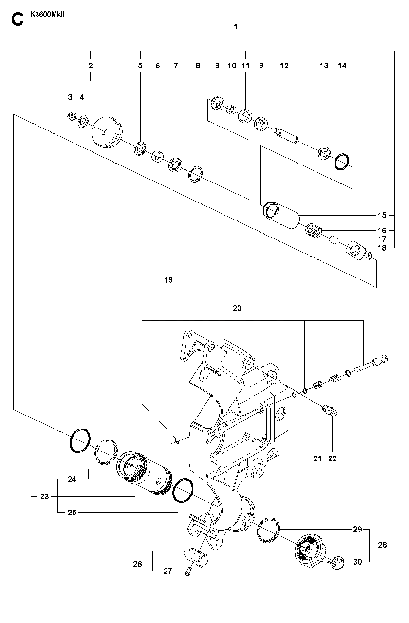 Chassis / Frame Diagram and Parts List for K3600MKII 2009-01 Husqvarna Circular Saw