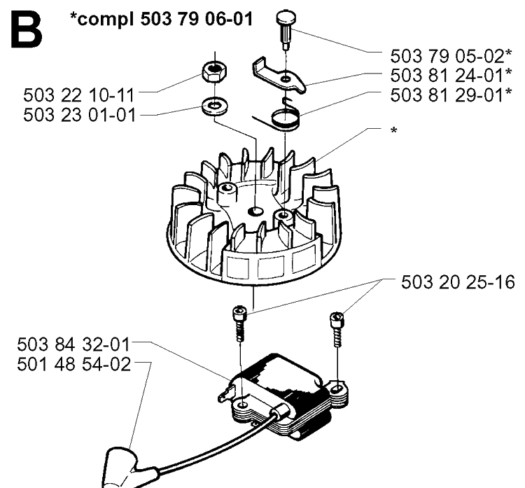Ignition System 2 Diagram and Parts List for 225B 20012200001-Current Husqvarna Leaf Blower / Vacuum