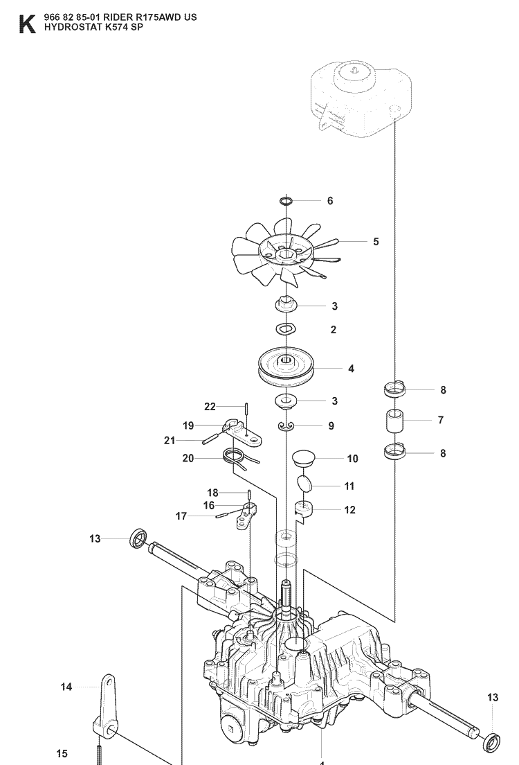 Transmission 4 Diagram and Parts List for RIDER175 (966828501)(2008-05) Husqvarna Lawn Mower