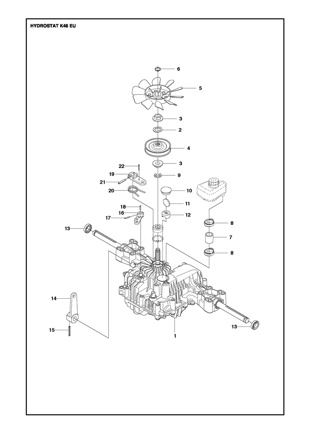 Transmission Diagram and Parts List for R214TC2017-2021  Husqvarna Lawn Tractor