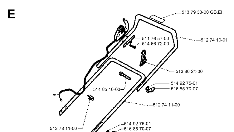 Handle And Controls 3 Diagram and Parts List for 43EL ROYAL Husqvarna Lawn Mower