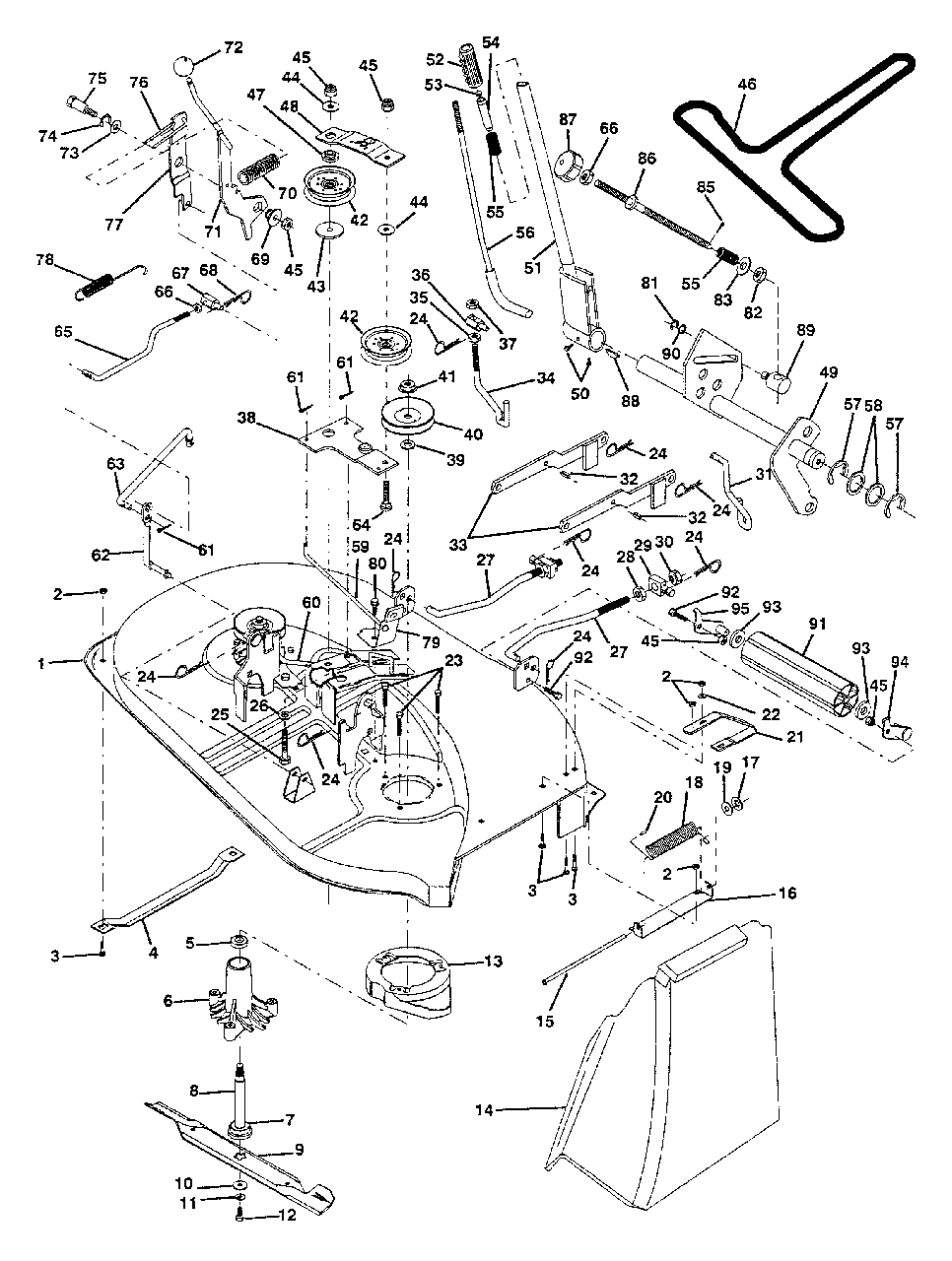 Mower Diagram and Parts List for LT125 (954000332-D)(1991-10) Husqvarna Lawn Tractor