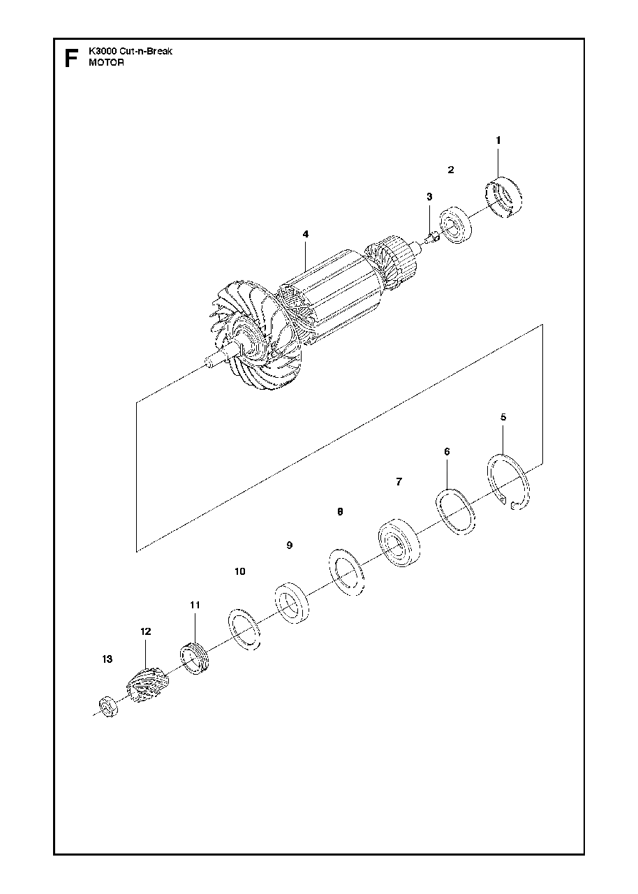 Motor Diagram and Parts List for K3000CUT-N-BREAK 2013-06 Husqvarna Circular Saw