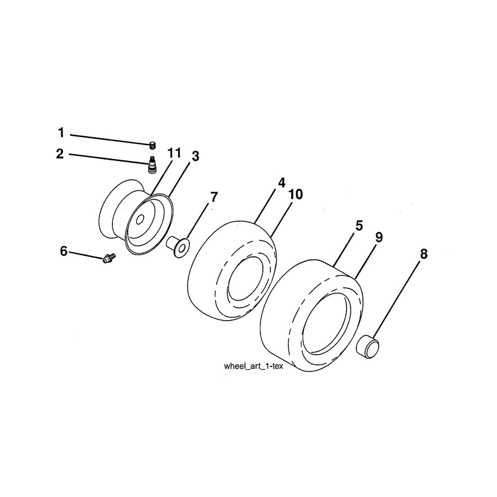 Wheels & Tires Diagram and Parts List for YTH22V46-96043027100  Husqvarna Lawn Tractor