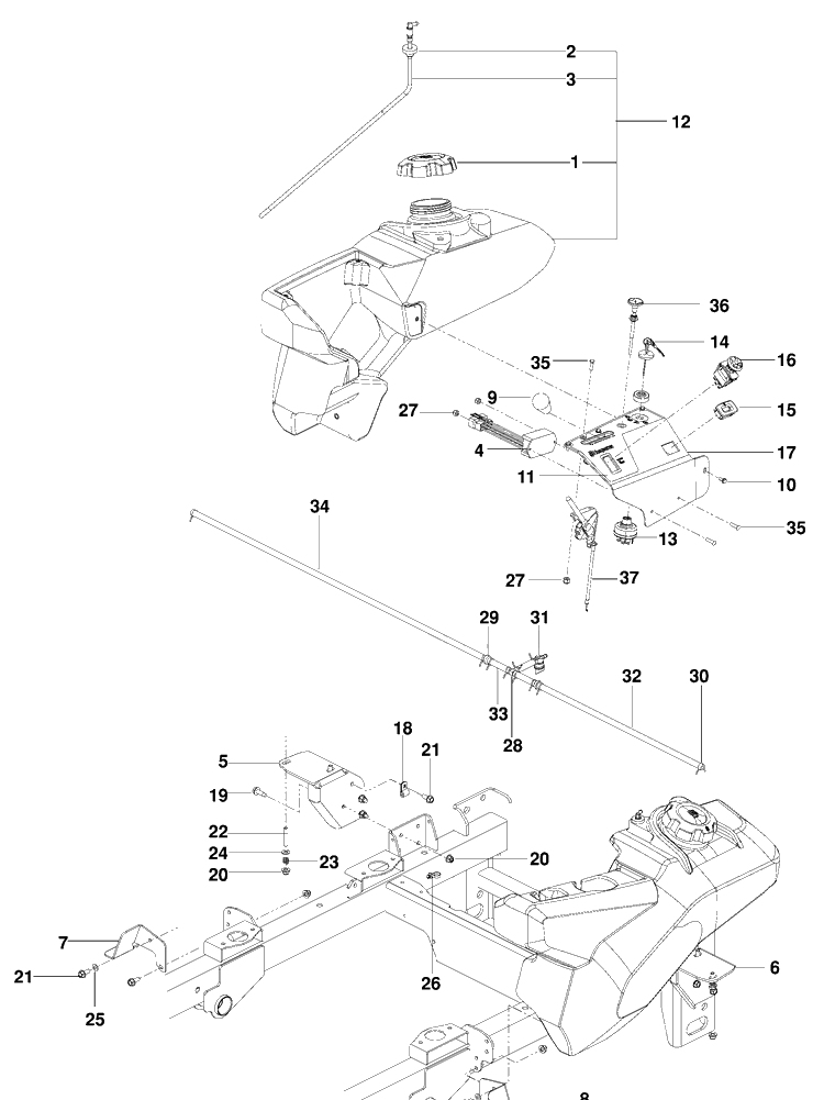 Ignition System Diagram and Parts List for PZ6034FX (966516801)(2009-09) Husqvarna Lawn Mower