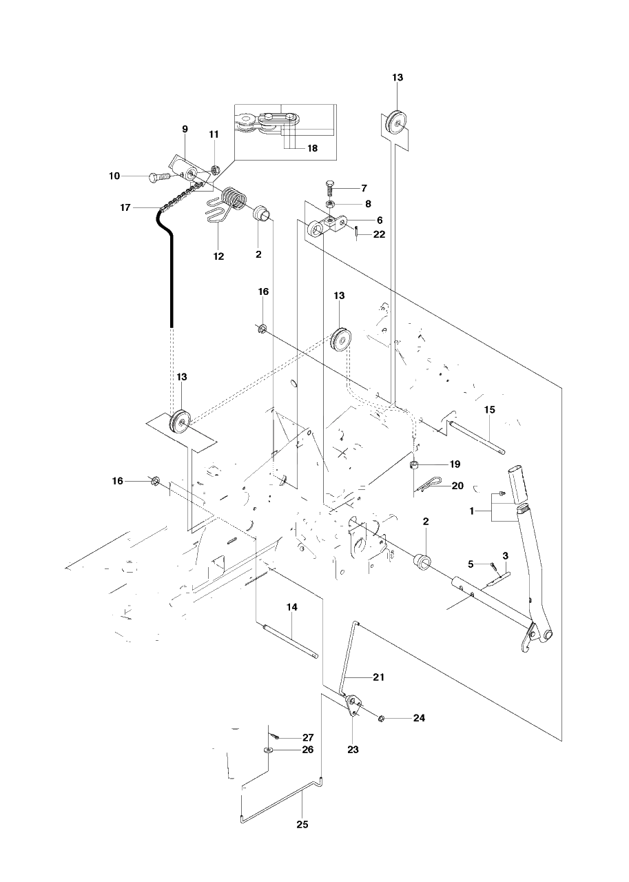 Mower Lift / Deck Lift Diagram and Parts List for R15T (966414201)(2010-07) Husqvarna Lawn Tractor