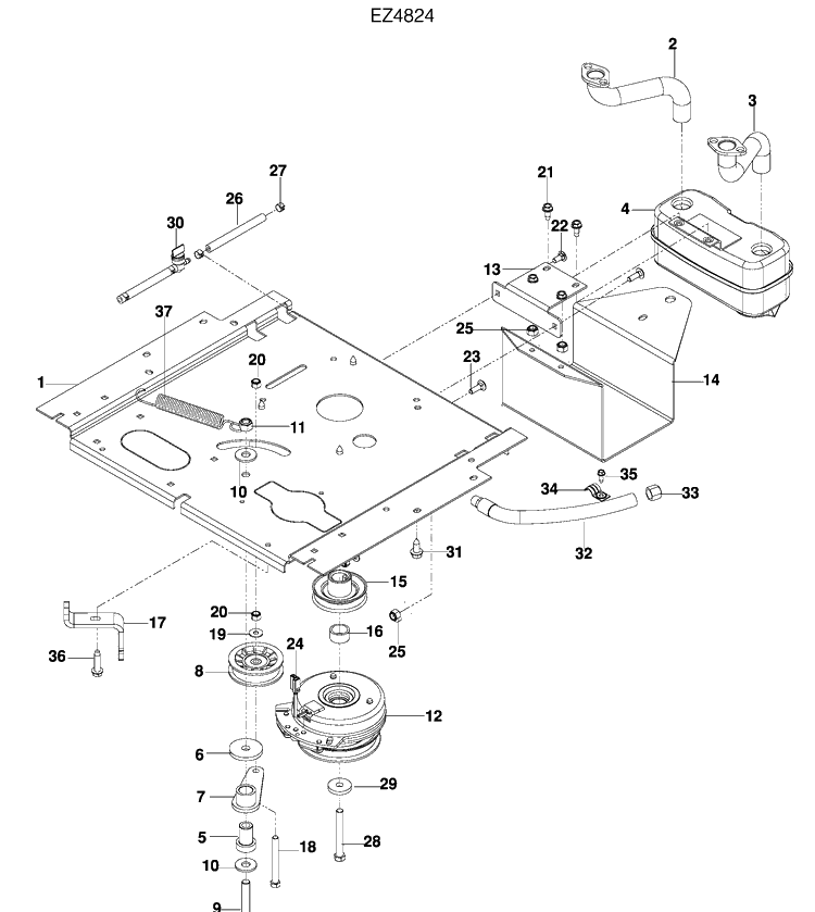 Engine Plate Diagram and Parts List for EZ4824 (965588401)(2009-09) Husqvarna Lawn Mower