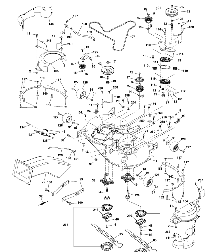 Mower Deck / Cutting Deck Diagram and Parts List for CTH224T (96051009600)(2013-10) Husqvarna Lawn Tractor