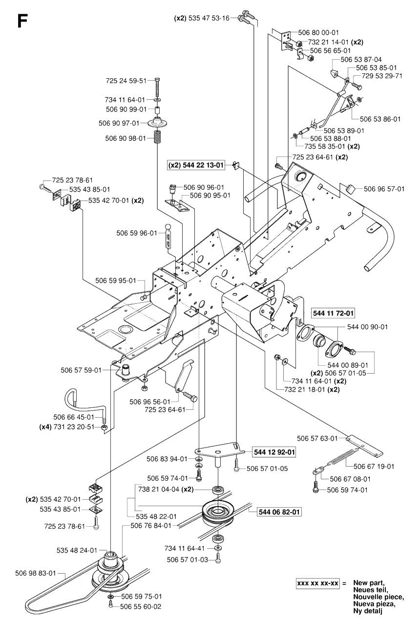 Transmission Diagram and Parts List for R13AWD (965079901)(2006-01) Husqvarna Lawn Tractor