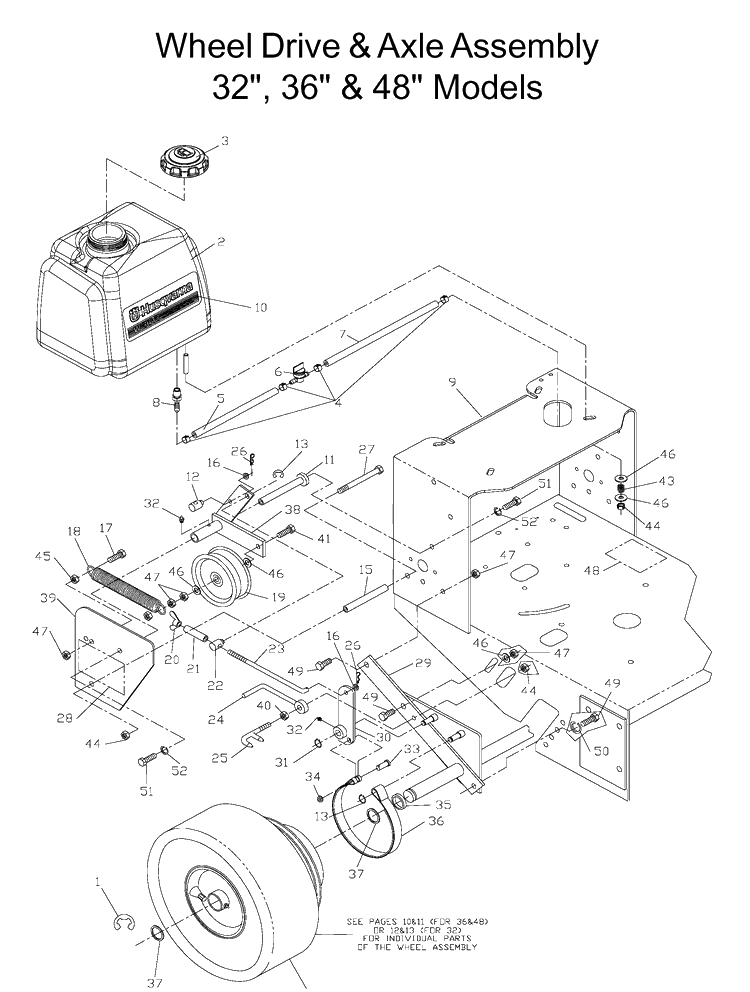 Drive Diagram and Parts List for WG3613P (968999116)(2005-11) Husqvarna Lawn Mower
