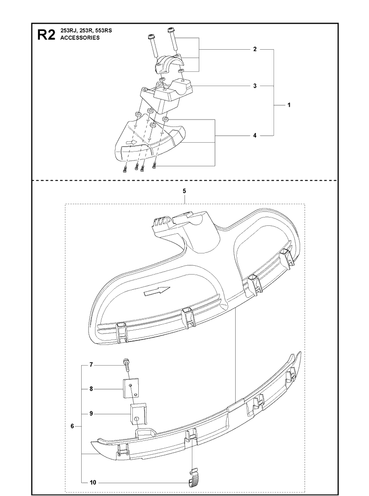 Accessories Diagram and Parts List for 553RS  Husqvarna Brush Cutter