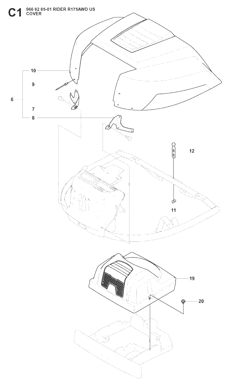 Cover 2 Diagram and Parts List for R175 (966828501)(2008-05) Husqvarna Lawn Tractor