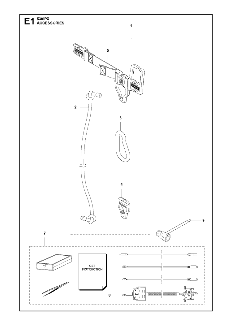 Accessories Diagram and Parts List for 530IPX  Husqvarna Pole Saw